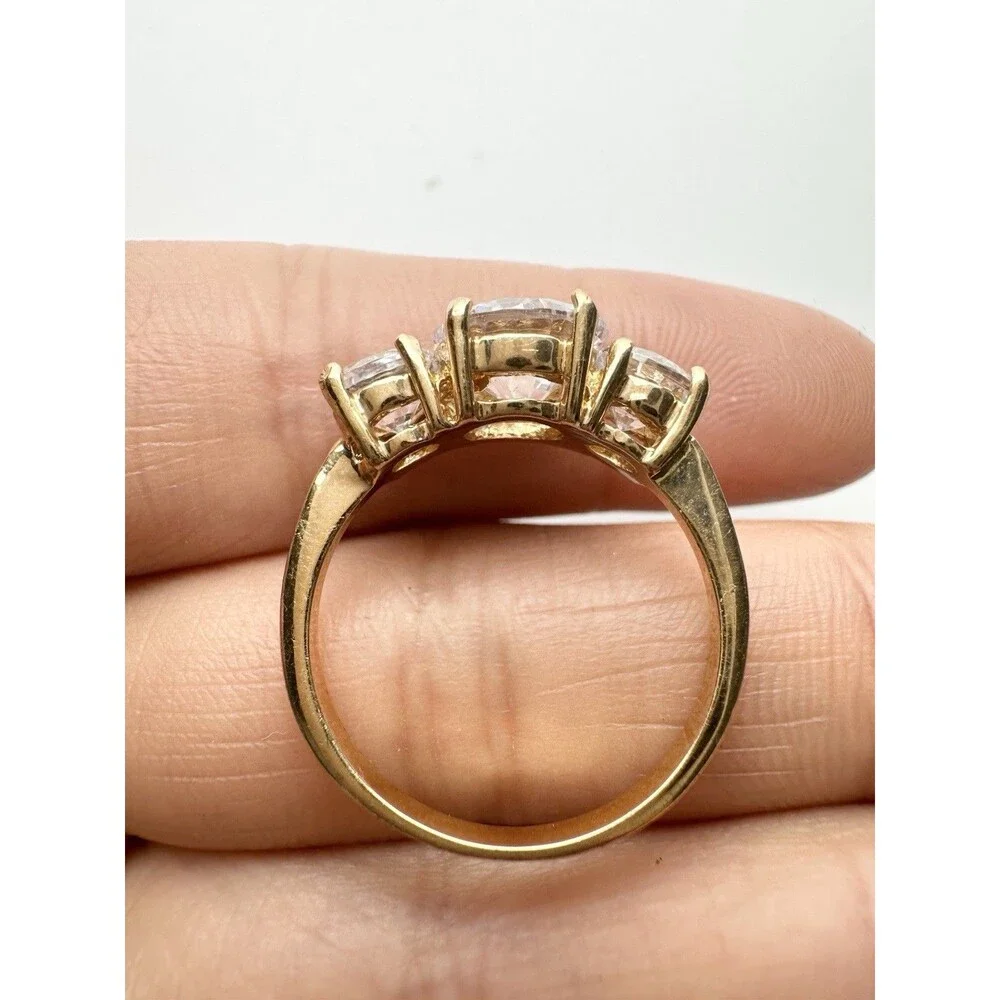 Gold Plated Cubic Zirconia Cocktail Ring Size 7.5